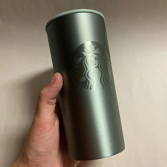 Starbucks 2021 Stainless Steel 12oz Tumbler Mint Green Recycled Plastic Lid - Picture 2 of 7